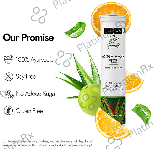 Kapiva Reduces Acne & Acne Marks Naturally - Skin Foods Acne Ease Fizz Effervescent Tablet
