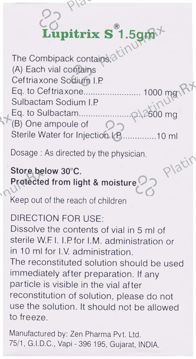 Lupitrix S 1000mg/500mg Injection