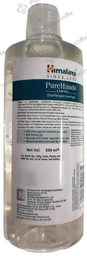 Himalaya Wellness Lemon Pure Hands Sanitizer 500ml