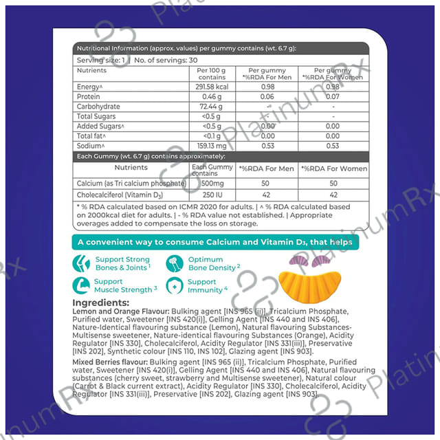 Shelcal Pro Calcium & Vitamin D3 Gummy 30s