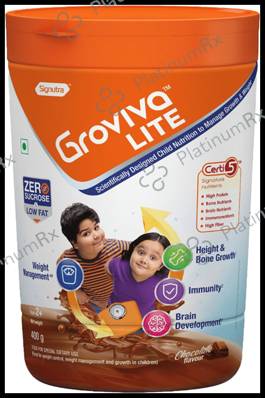 Groviva Lite High Protein Flavour Chocolate Powder 400gm