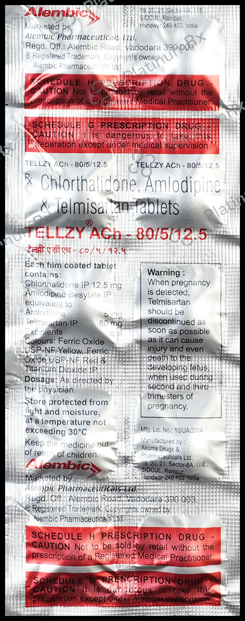 Tellzy Ach 80/5/12.5 Tablet