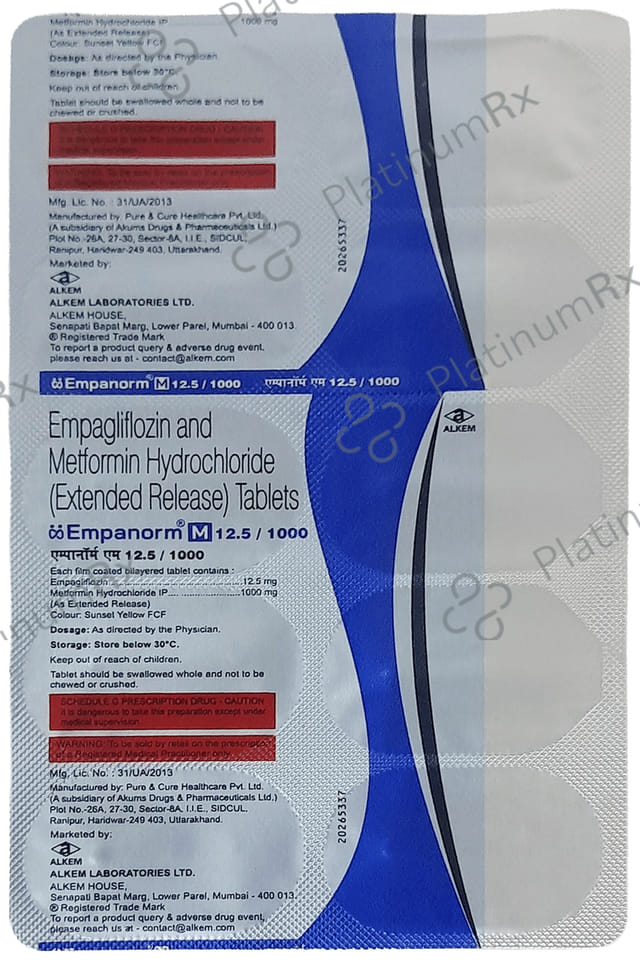 Empanorm M 12.5/1000mg Tablet 10s
