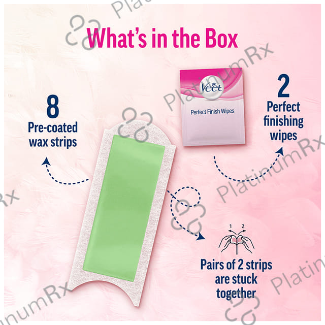 Veet Professional Waxing Strips Kit for Dry Skin, 8 Strips - Gel Wax Hair Removal for Women - Up to 28 Days of Smoothness - No Wax Heater or Wax Beans Required for Dry Skin