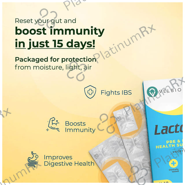 Velbiom Lactogut Pre & Probiotic for Gut Health, Digestion & Immunity - Capsule