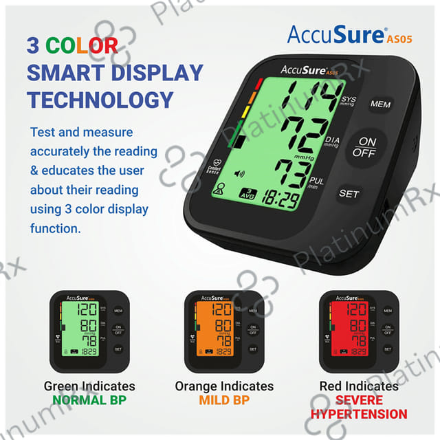 AccuSure Blood Pressure Monitor 3 Color Smart Display
