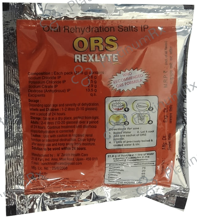 Rexlyte ORS Orange Flavour Powder 1s