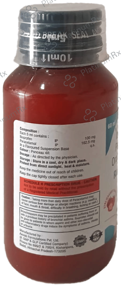 Rapifeva 100/162.5mg P Oral Suspension Strawberry Sugar Free 60ml