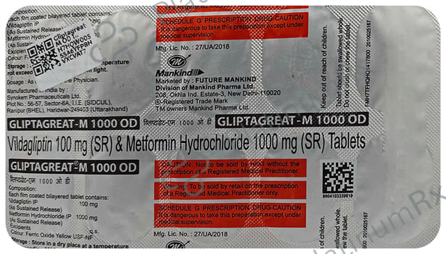 Gliptagreat M OD 1000/100mg Tablet SR 10s