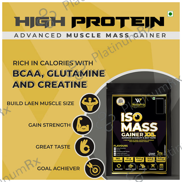 WellsPro Iso Mass Gainer XXL (1kg Each) Cookie and Cream 5 jar