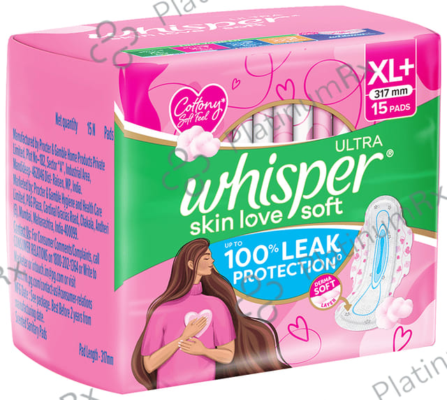 Whisper Ultra Soft Sanitary Pads XL+ 15 pads