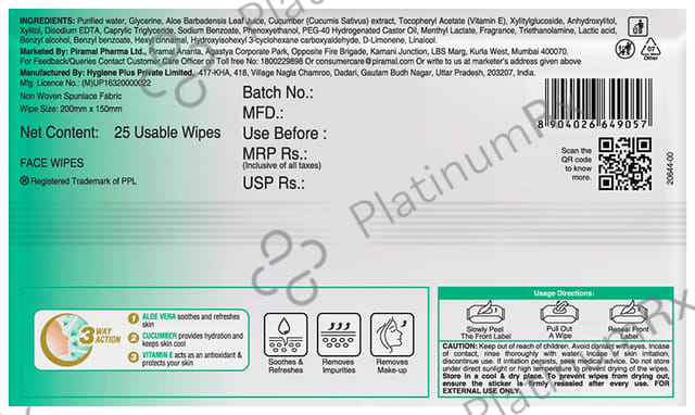 Lacto Calamine Daily Cleansing Wipes with Aloe Vera, Cucumber & Vitamin E