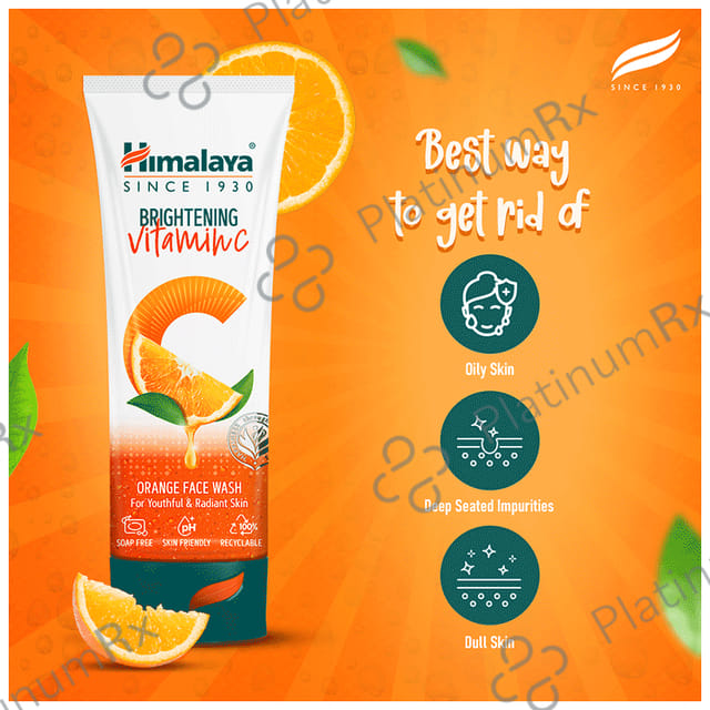 Himalaya Brightening Vitamin C Face Face Wash Orange 50 ml