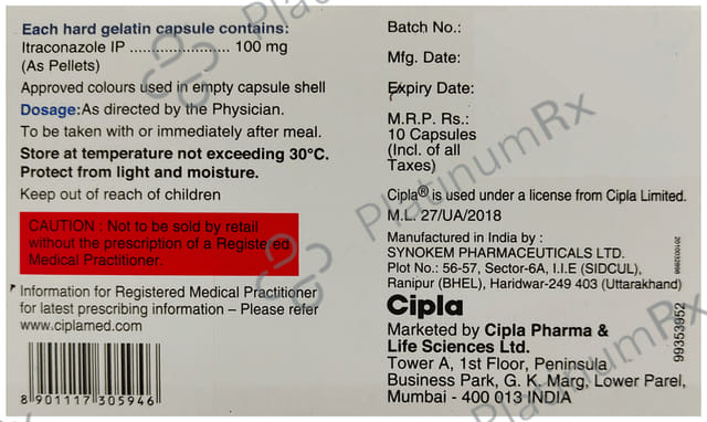 Itracip 100mg Capsule 10s