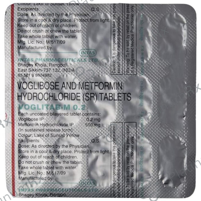 Voglitab M 0.2 500/0.2mg Tablet SR 15s