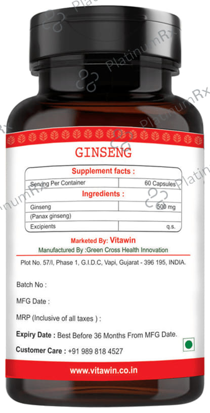 Vitawin Ginseng 500mg Vegetarian Capsule
