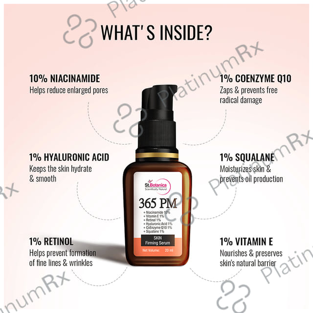 St.Botanica 365 PM + Niacinamide 10% + Vitamin E 1% + Retinol 1% + Hyaluronic Acid 1% + CoEnzyme Q10 1% + Squalane 1% Skin Firming Serum