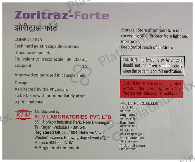Zoritraz Forte 200mg Capsule 10s