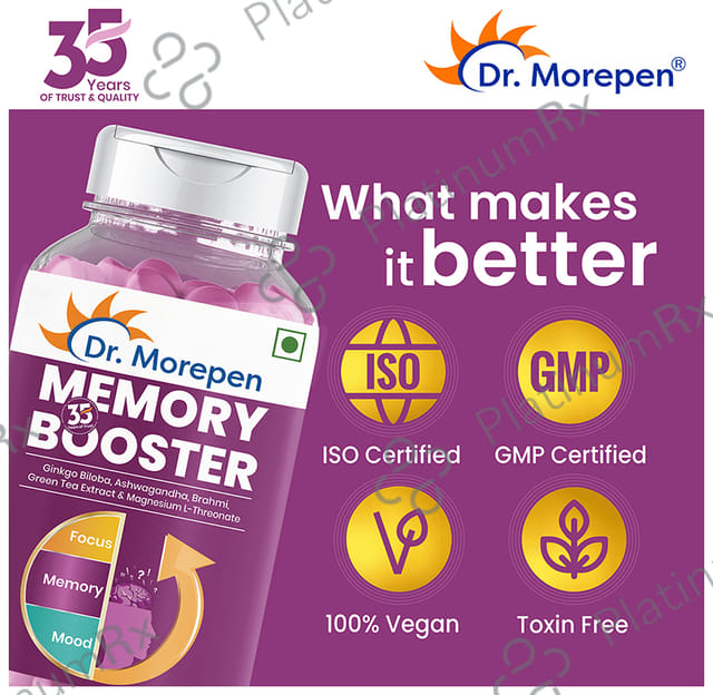 Dr. Morepen Memory Booster - With Gingko & Brahmi for Focus, Memory & Mood - Tablet