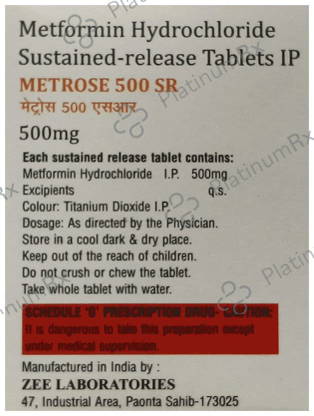 Metrose 500mg Tablet SR 15 Tablet SR