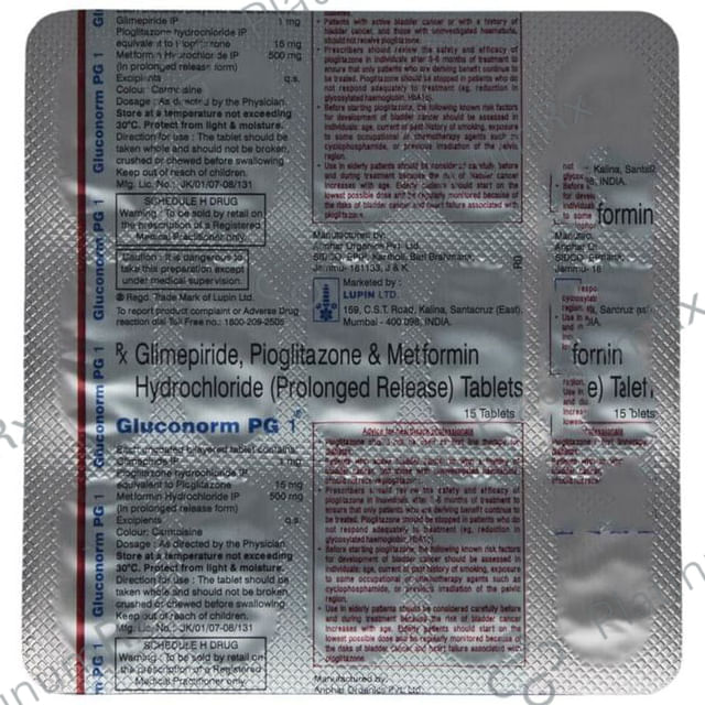 Gluconorm PG 1/500/15mg Tablet PR 15s