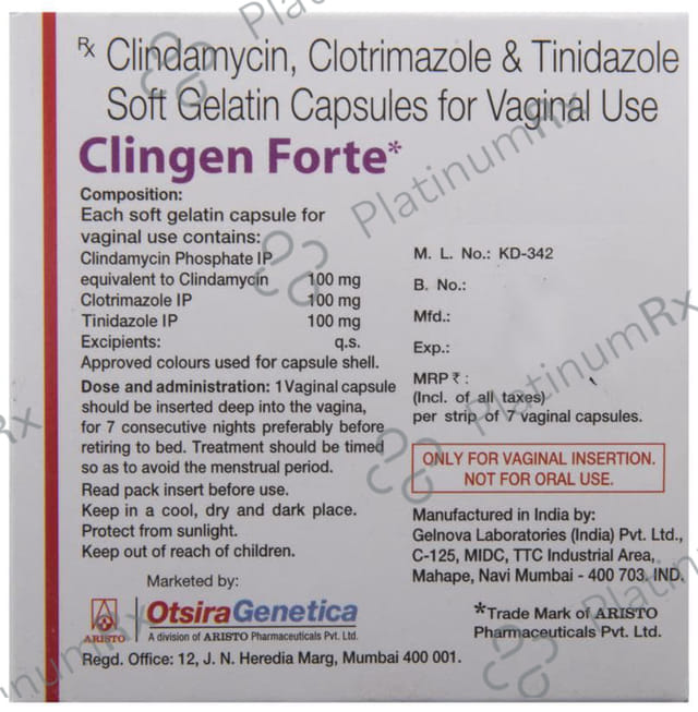 Clingen Forte 100/100/100mg Vaginal Capsule 7s