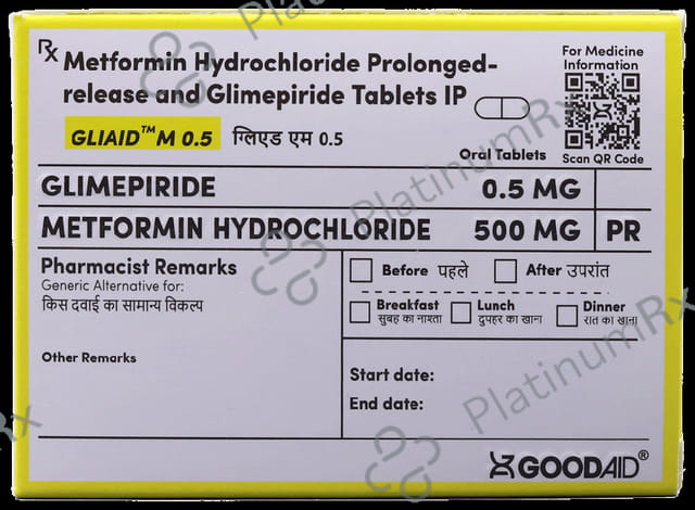 Gliaid M 0.5/500mg Tablet PR 10s
