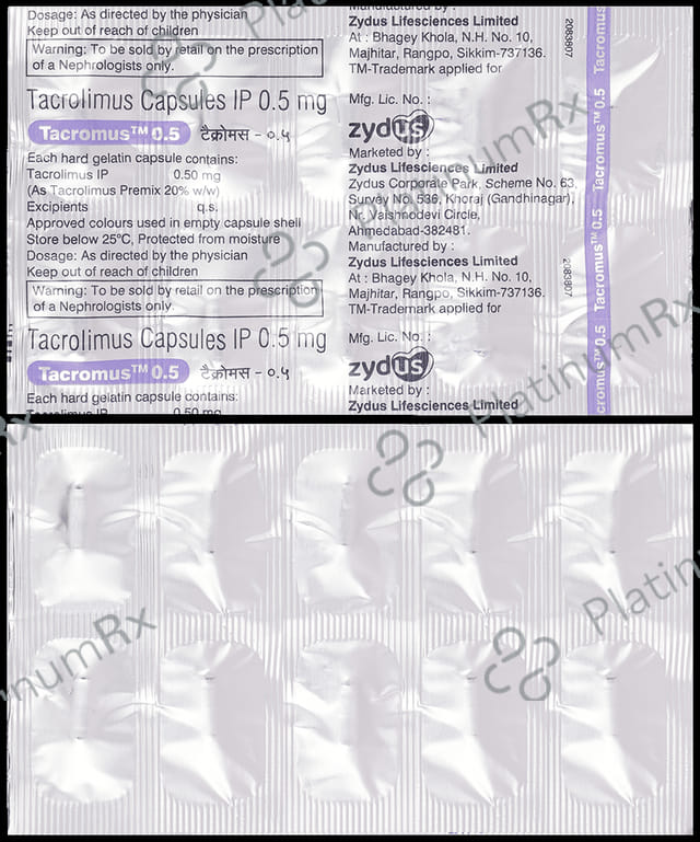 Tacromus 0.5mg Capsule 10s
