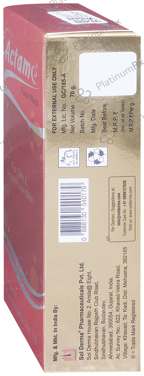 Actame Face Wash - For Acne Prone Skin 70 Face Wash