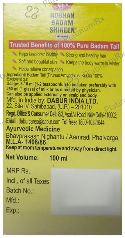 Dabur Roghan Badam Shireen Oil 100ml