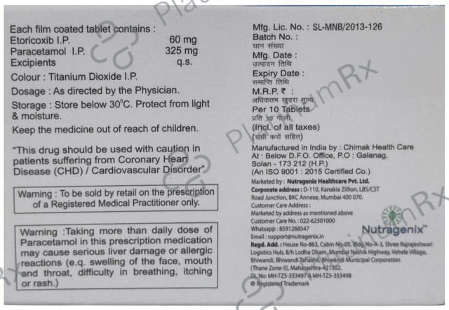 Zycoxia P 60/325mg Tablet 10s