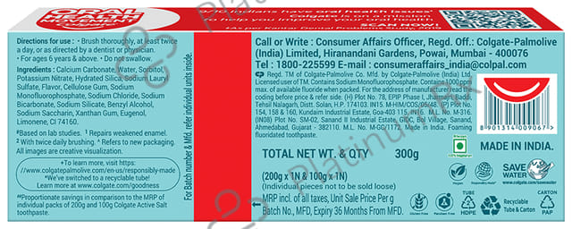 Colgate Active Salt Anticavity Toothpaste (200gm + 100gm)