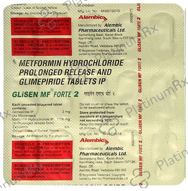 Glisen MF Forte 2/1000mg Tablet PR 15s