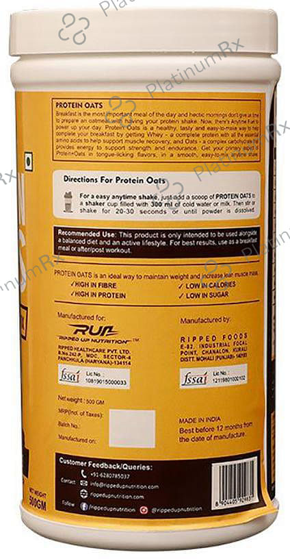 Ripped Up Nutrition Protein Oats Oatmeal Drink-Mix Double Chocolate 500 gm