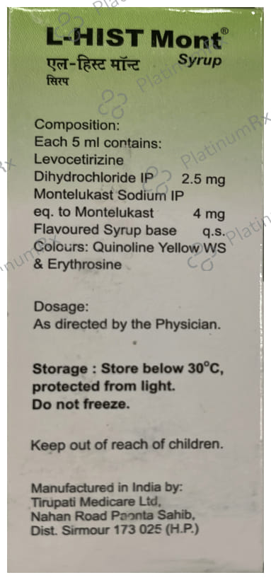 L Hist Mont 2.5/4mg Syrup 30ml