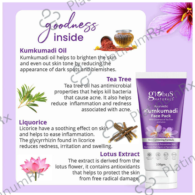 Globus Naturals Ayurvedic Kumkumadi Face Pack (100gm Each) 1 Tube