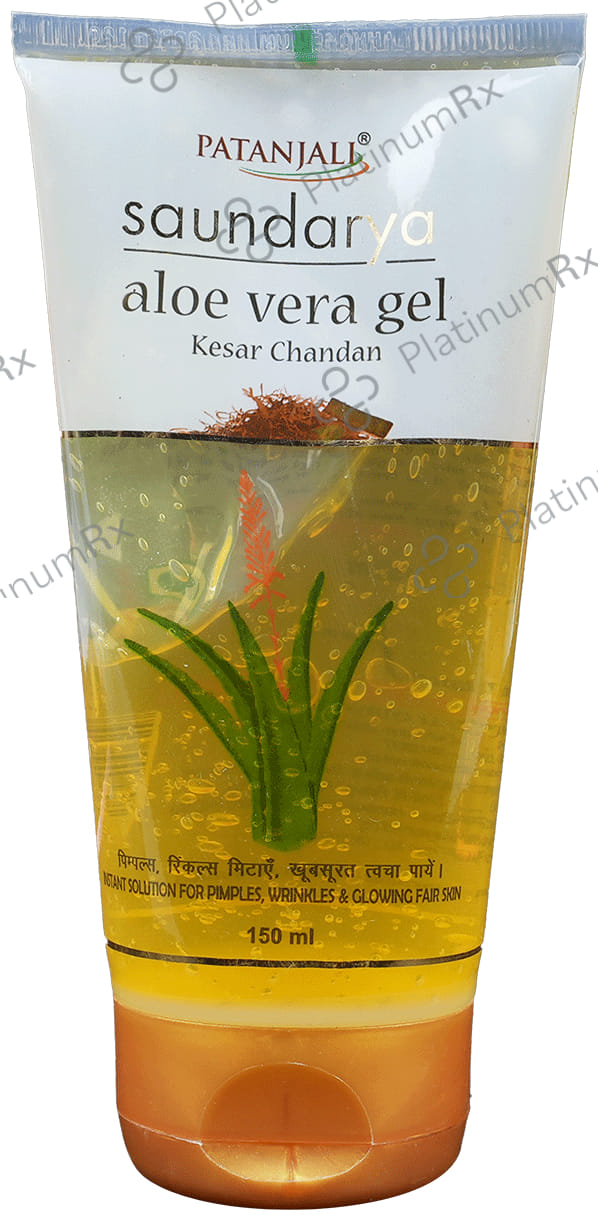 Patanjali Ayurveda Saundarya Aloe Vera Gel Kesar Chandan - Manages Pimples, Wrinkles & Skin Health 150 ml