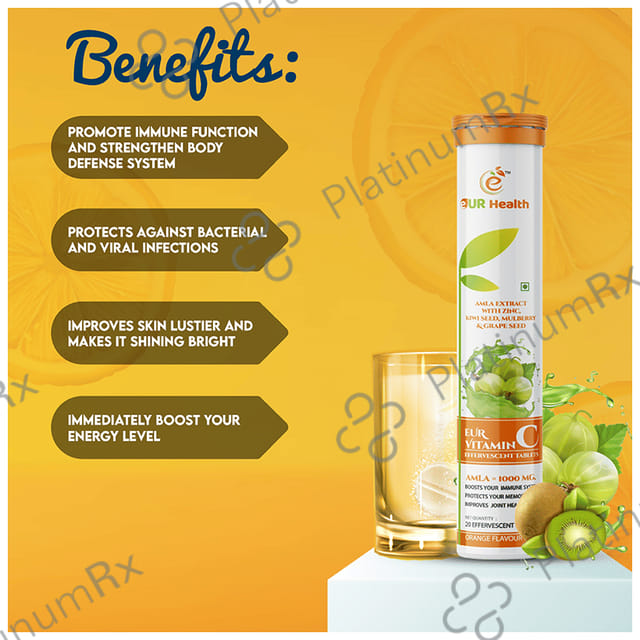 Eur Health Vitamin C Effervescent Tablet Orange