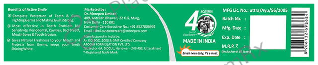Dr. Morepen Active Smile Enriched with 17 Powerful Herbs Toothpaste