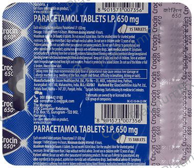 Crocin 650mg Tablet 15s