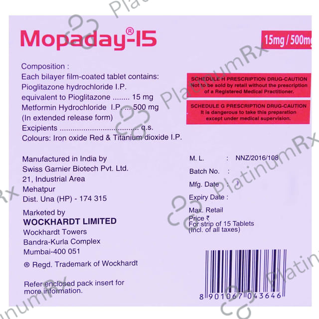 Mopaday 15/500mg Tablet 15s