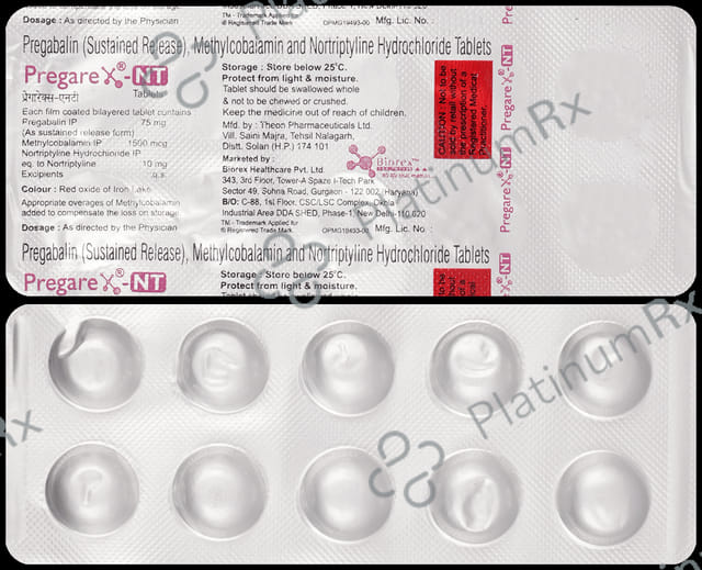 Pregarex NT 75mg/10mg/1500mcg Tablet