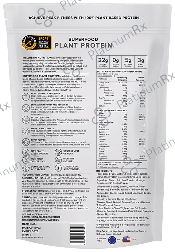 Wellbeing Nutrition Superfood Plant Protein for Muscle Growth & Metabolism - Flavour Powder British Banoffee Pie