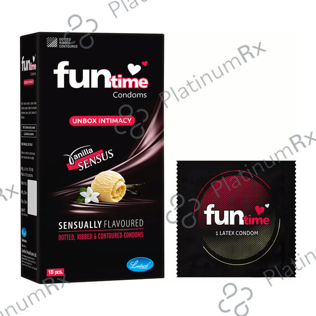 Funtime Dotted Ribbed & Contoured Vanilla Sensus Flavour Condom 10s