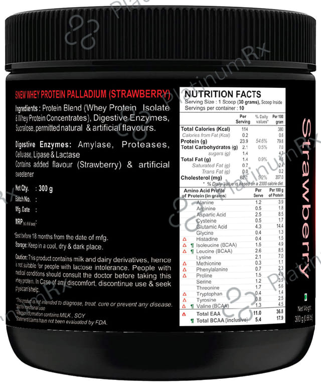 Sinew Nutrition Palladium 100% Whey Protein with Digestive Enzymes Strawberry 0 lb