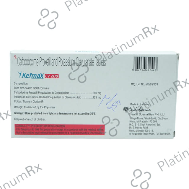 Kefmax CV 200 mg/125 mg Tablet