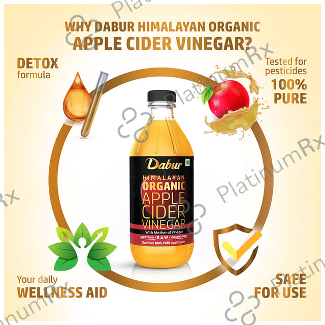 Dabur Himalayan Organic Apple Cider Vinegar ACV with Mother - Raw, Unfiltered & Unpasteurized