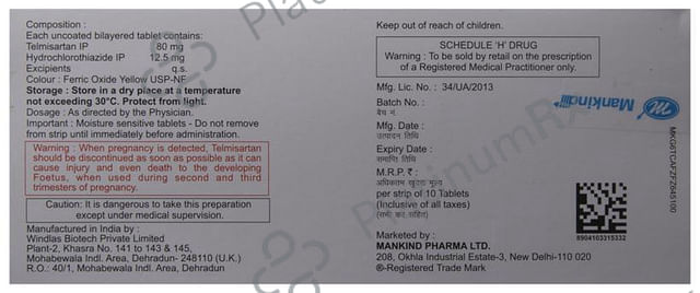 Telmikind H 12.5/80mg Tablet 10s