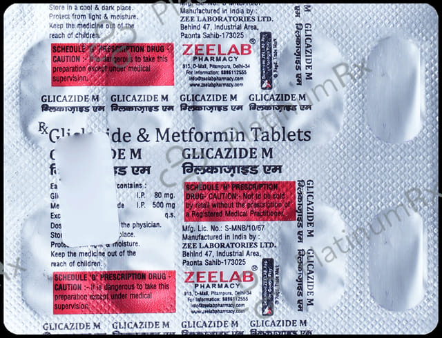 Glicazide M 80/500mg Tablet 10s