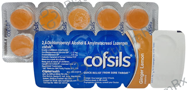 Cofsils 1.2/0.6mg Lozenges Lemon Ginger 10s